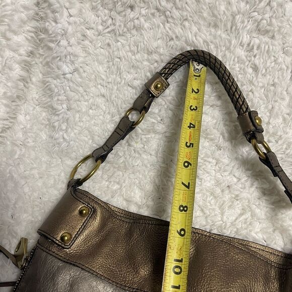 Fossil Patchwork Bronze ,Brown Suede Leather Medium Shoulder Handbag . - Picture 11 of 11